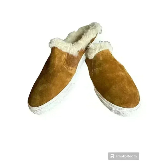 Lauren Ralph Lauren Brown Jinny Faux Fur Trim Mule Slide Slip On Sneaker 8.5/9W - Picture 2 of 7